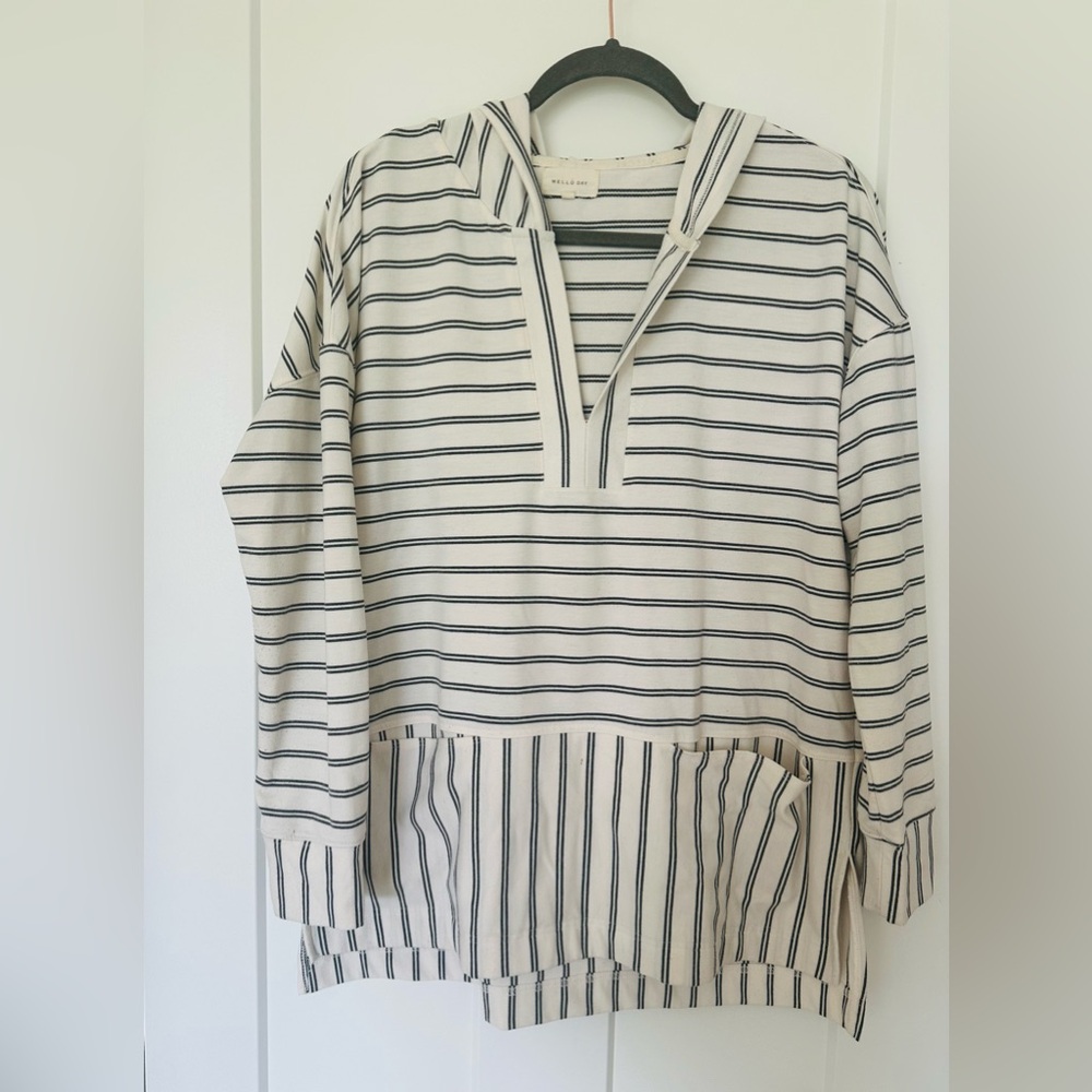 Striped Hoodie with Front Pocket